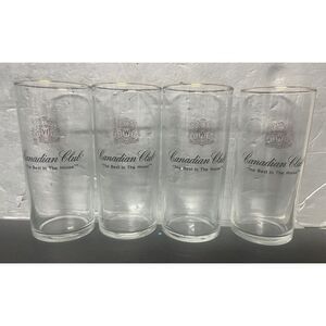 Vintage Lot of 4 Canadian Club "The Best In The House" Glasses Barware‎ Gold Rim